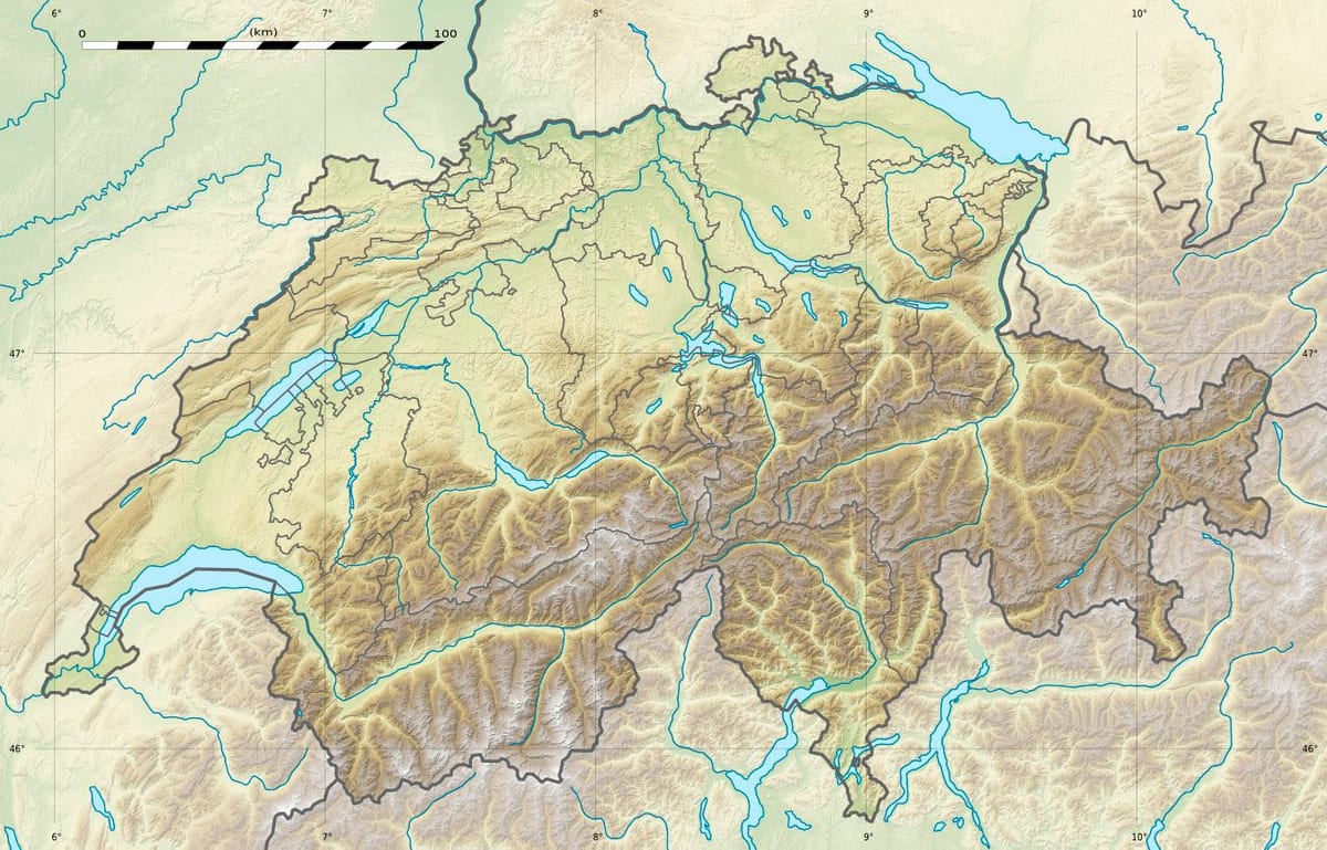 карта Швајцарској олакшање