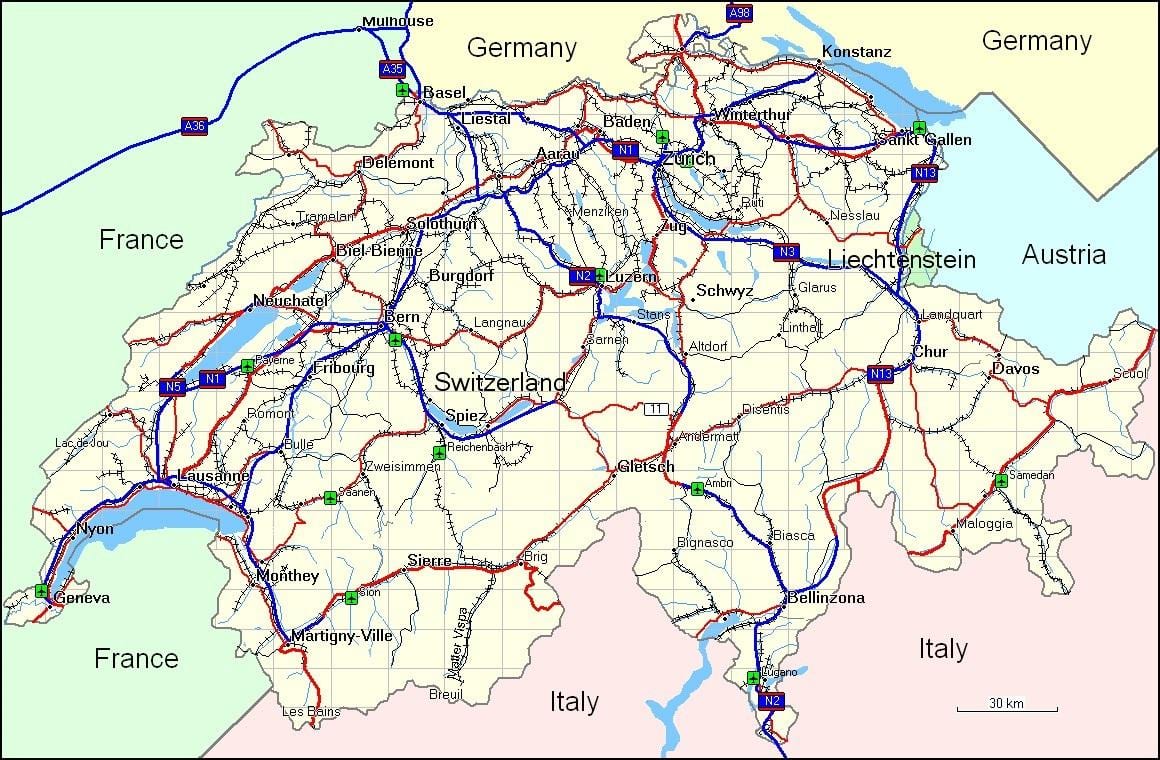 карта Швајцарске планине