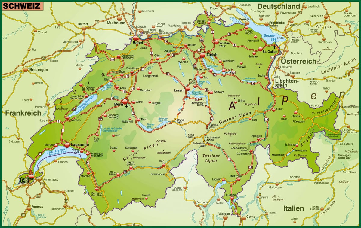 карта улица мапи Базелу, Швајцарска