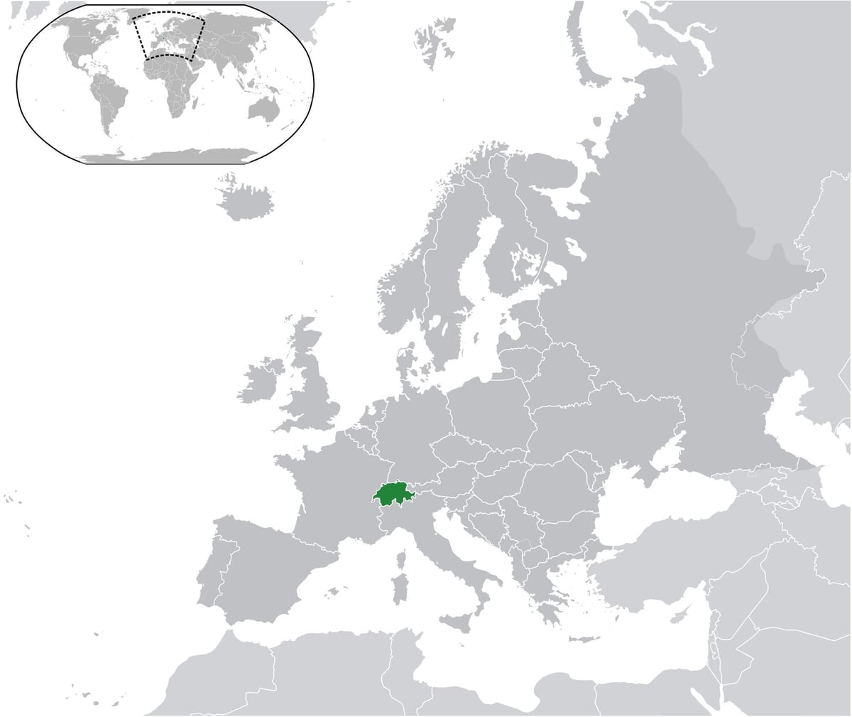 карта света показује Швајцарска