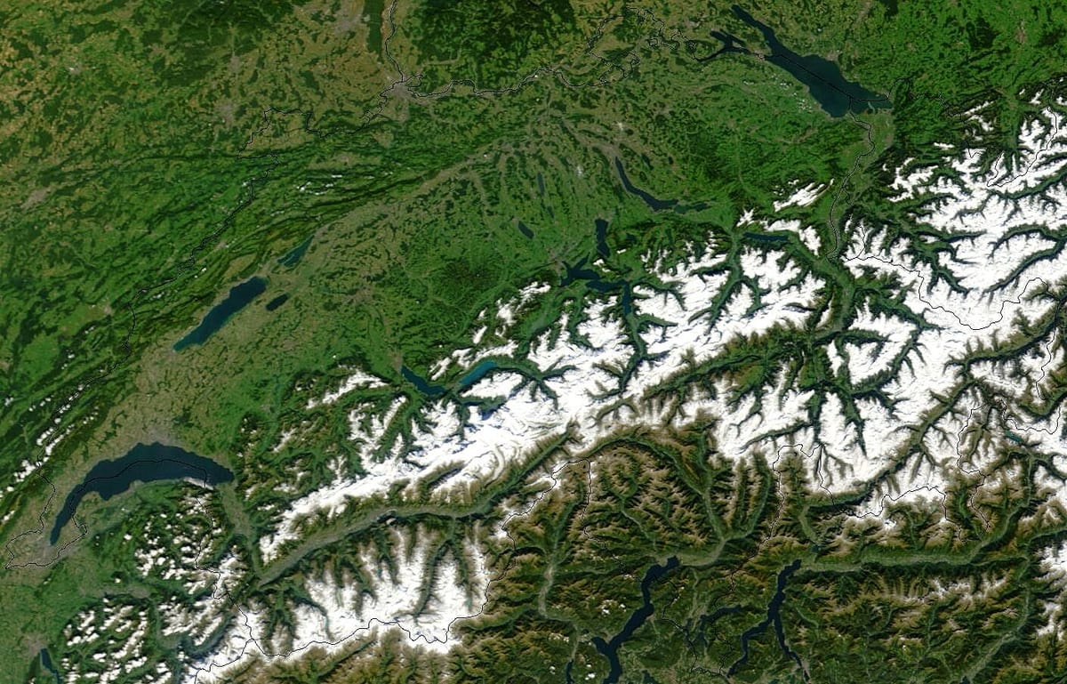карта Швајцарској са сателитским