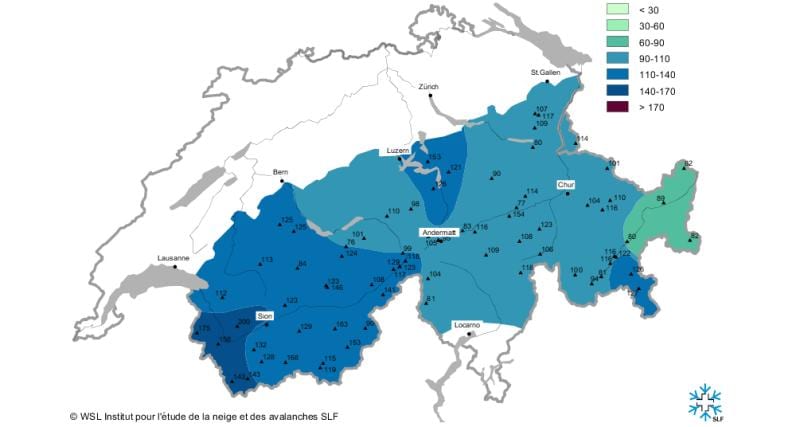 карта снег мапи Швајцарској