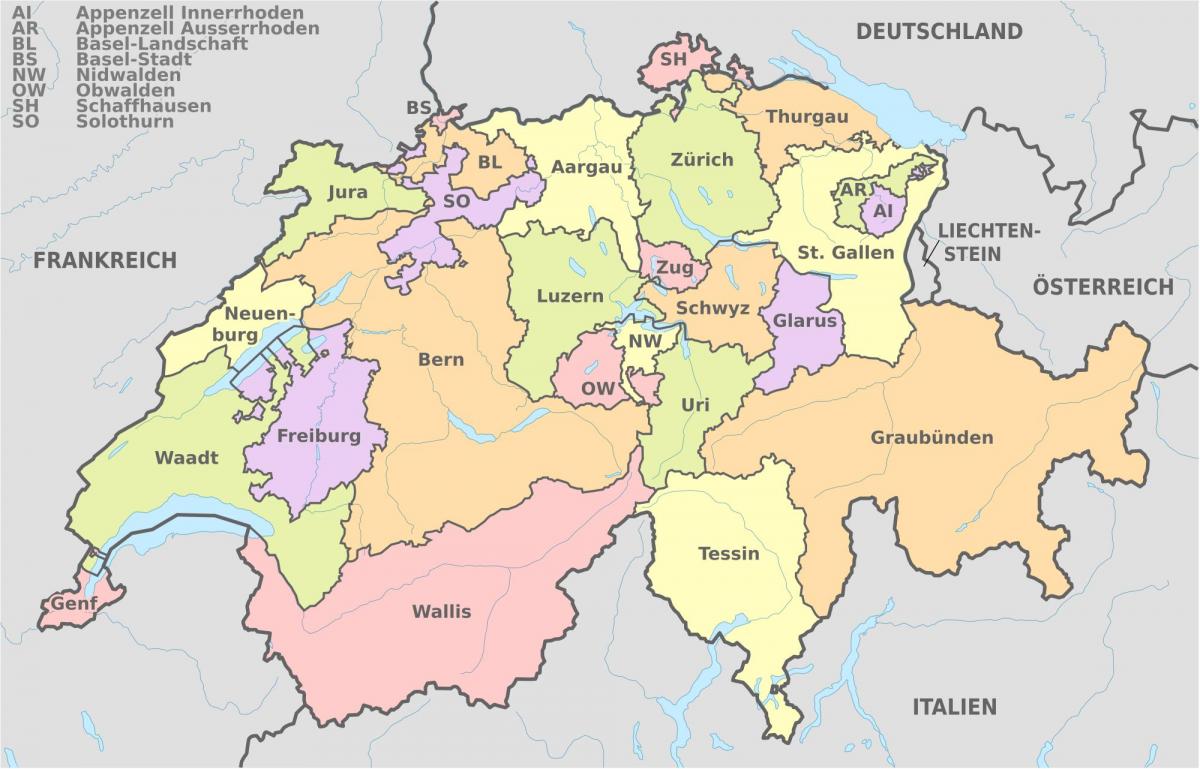 Базел на мапи Швајцарској