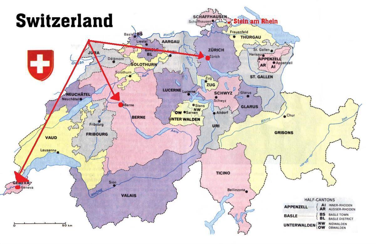 Женева Швајцарска карта Европе