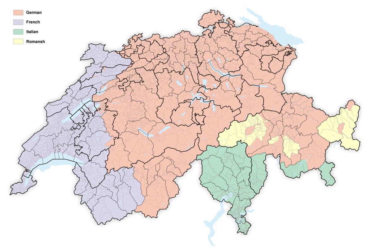 карта Швајцарској језик