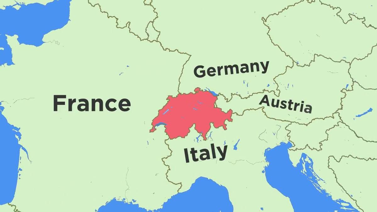 карта Швајцарске и суседних земаља