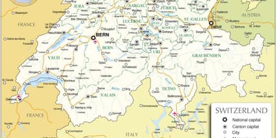 Међународни аеродроми Швајцарској на мапи