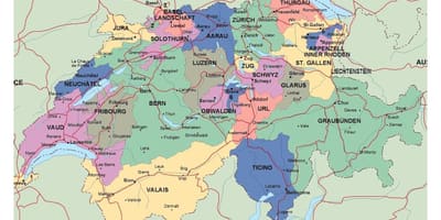 Карта Швајцарској са градовима