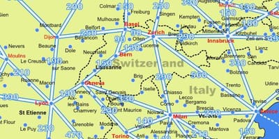 Карта Швајцарској картица са удаљености